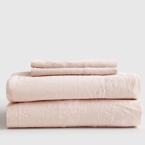 QUINCE European Linen Sheet Set Soft Blush Pink King